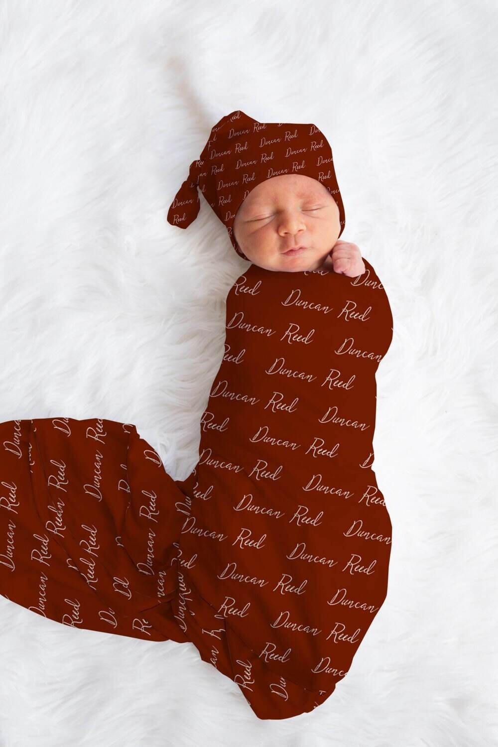 Personalized Baby Boy Custom Red Name Swaddle And Headband For Newborn Baby, Gender Neutral Red Newborn Baby Photo Prop, Christmas Baby Gift