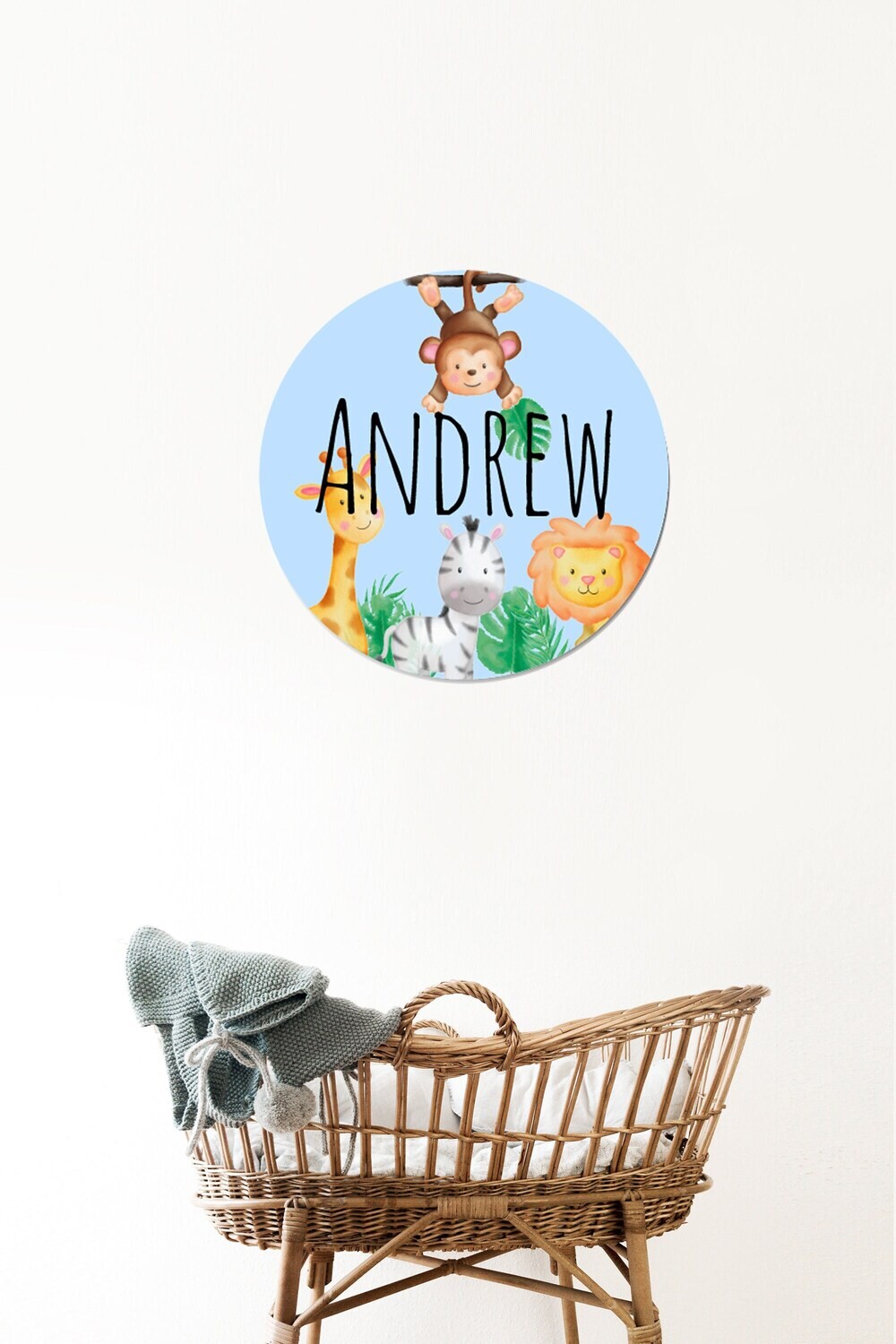 Customized Round Sign, Jungle Name Sign, Circle Sign For Baby Boy, Animal Sign, Personalized Jungle Baby Sign, Baby Sign, Boy Nursery Decor