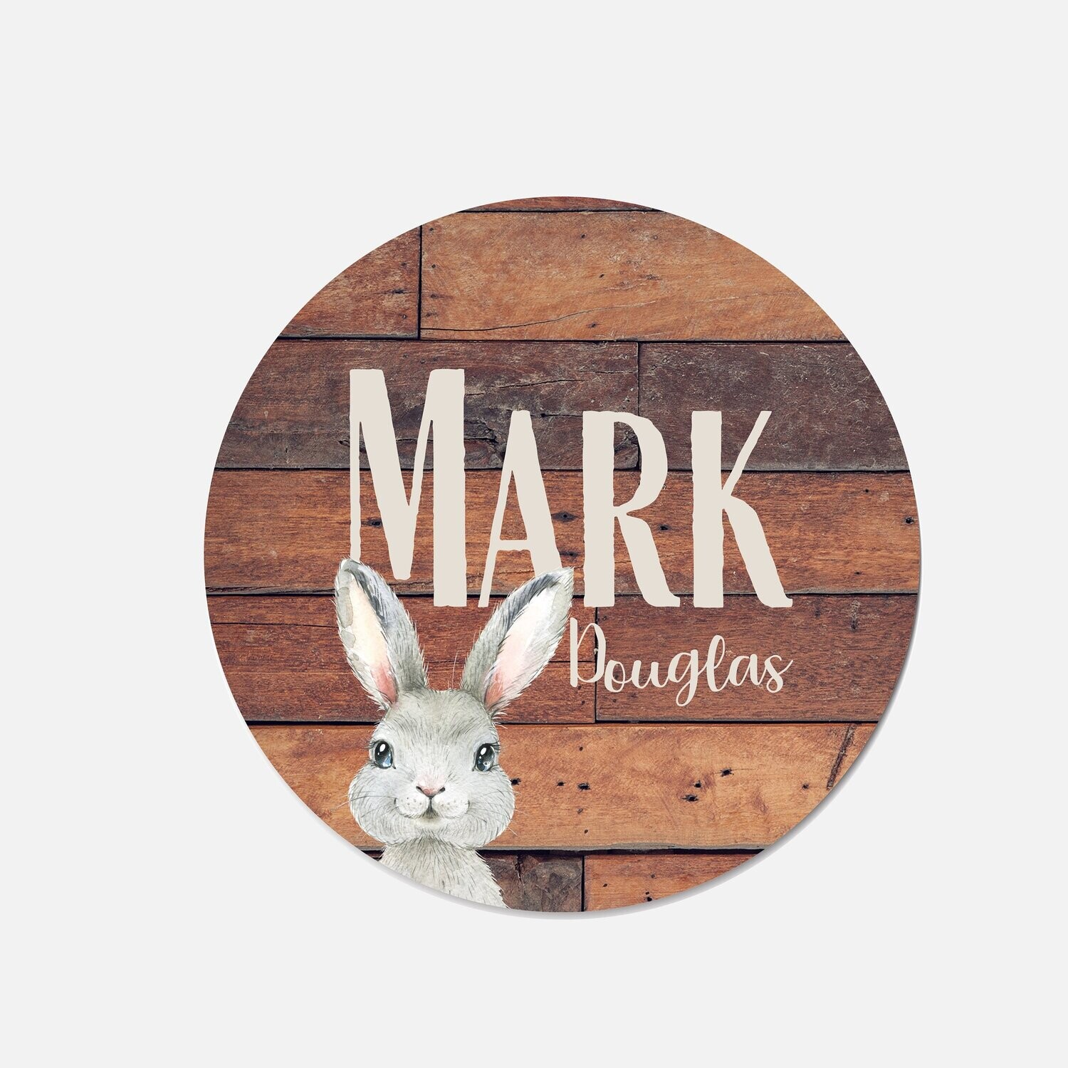 Customized Round Sign, Rustic Bunny Name Sign, Circle Sign For Baby Boy, Rabbit Sign, Personalized Rabbit Sign, Baby Sign, Boy Nursery Decor