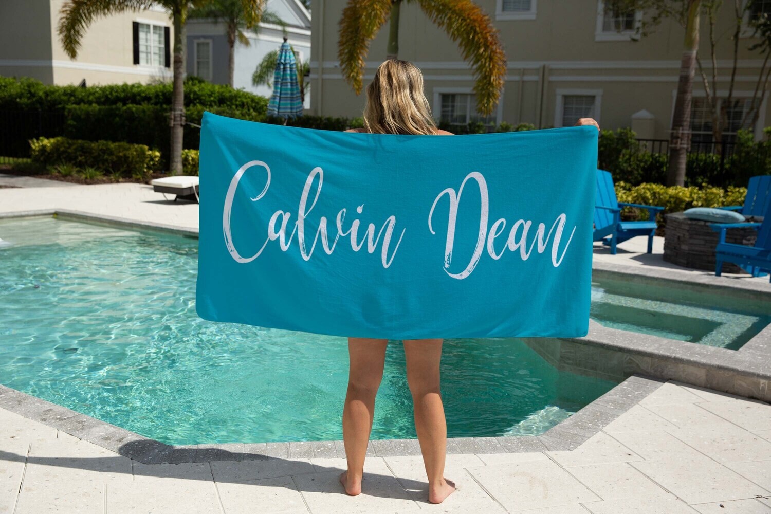Personalized Light Blue Name Beach Towel, Boy Beach Towel Gift Idea, Kid Summer Gift, Summer Gift, Beach Idea, Child Name Towel, Teen Beach