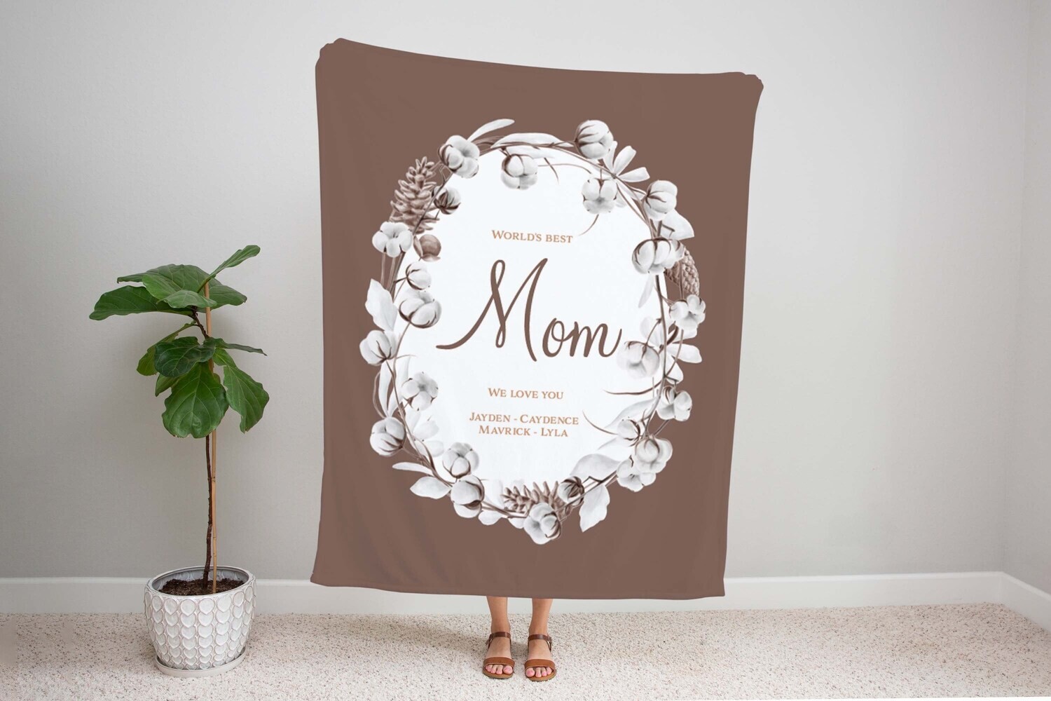 Customized Cotton Plant Mom Blanket, Mothers Day Gift Idea, Mom Gift Mom Blanket, Gift For Mom Personalized Mom Blanket, Custom Name Blanket