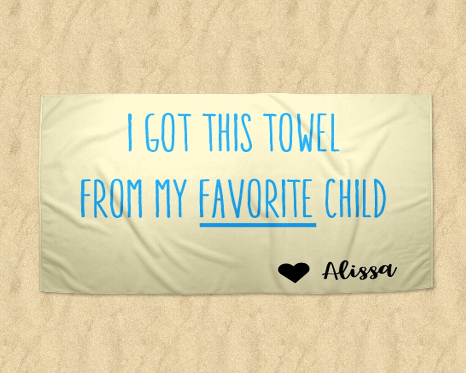 Favorite Child Personalized Beach Towel, Fathers Day Towel, Fathers Day Gift, Funny Gift, Fathers Day Idea, Beach Ideas, Fathers Day, Funny