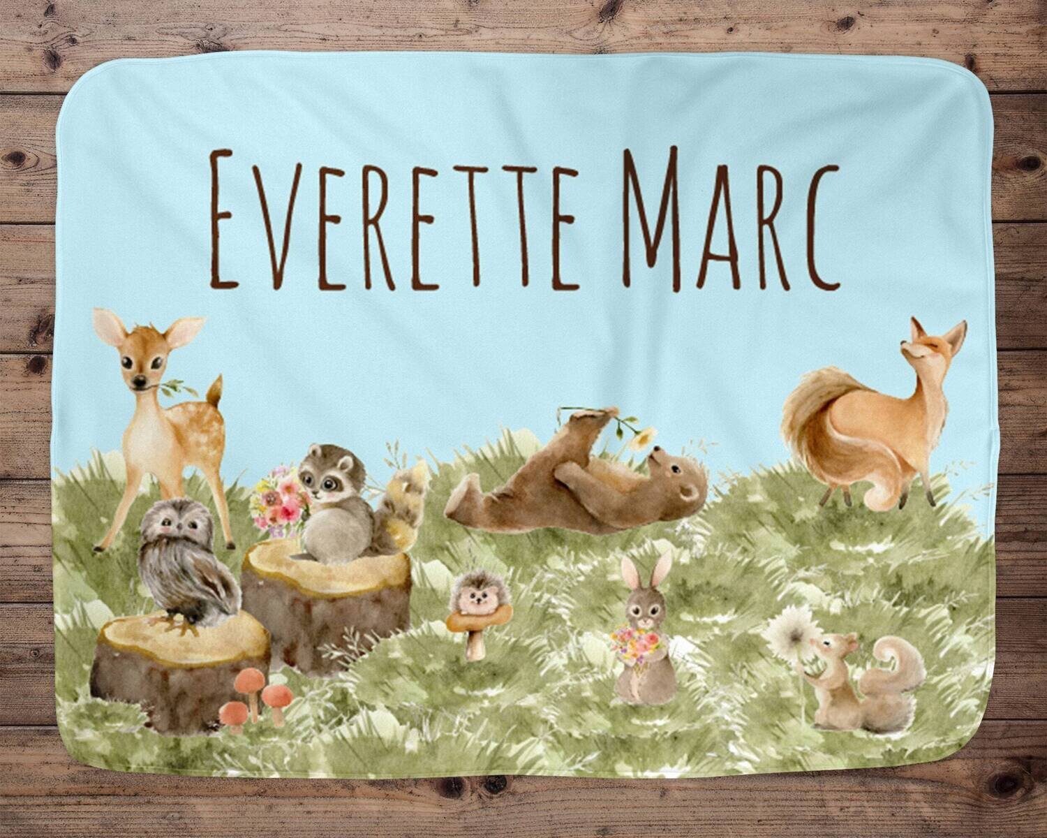 Woodland Personalized Baby Blanket, Baby Blanket, Name Baby Blanket, Boy Baby Gift, Woodland Baby, Forest Animal Blanket, Woodland Animal