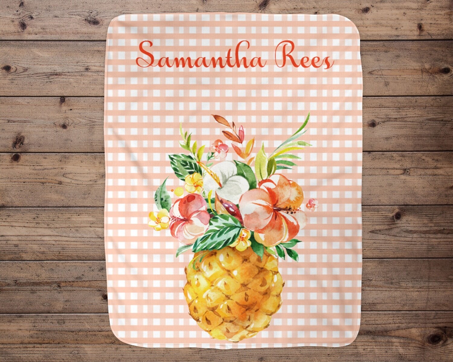 Custom Baby Blanket, Baby Blanket, Name Baby Blanket, Baby Gift, Girl Baby, Pineapple, Hawaii, Blanket, Baby Gift, Baby Girl, Tropical, Girl