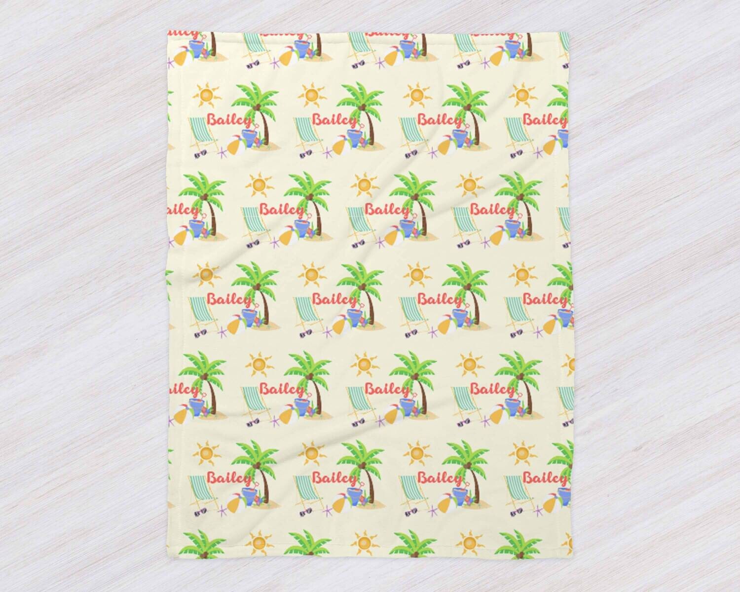 Personalized Baby Girl Blanket, Beach Day Baby Blanket, Name Baby Blanket, Girl Baby Gift, Beach Blanket, Blanket Girl, Girl, Customized
