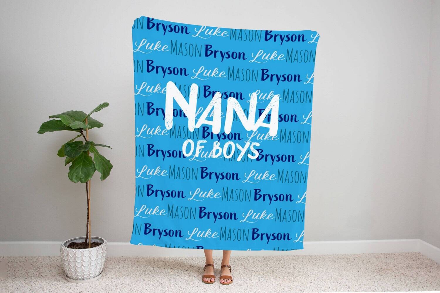Grandma Of Boys Customized Blanket, Mothers Day Gift, Nana Blanket, Gift For Mom, Personalized Mom Blanket, Custom Name Blanket, Mother Gift