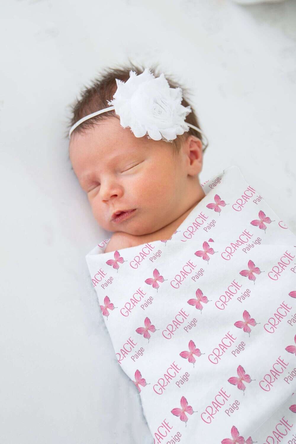 Personalized Baby Girl Pink Butterfly Custom Name Swaddle Blanket Gift Idea For Newborn, Baby Shower Gift Idea For Girl, Butterfly Baby Gift