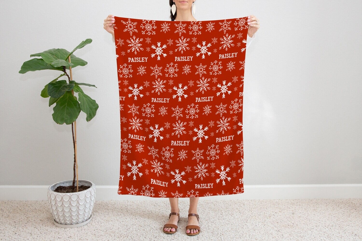 Personalized Snowflake Name Blanket, Kids Snow Fall Christmas Blanket, Kids Christmas Gift Idea, Baby Girl Christmas Blanket, Holiday Gift