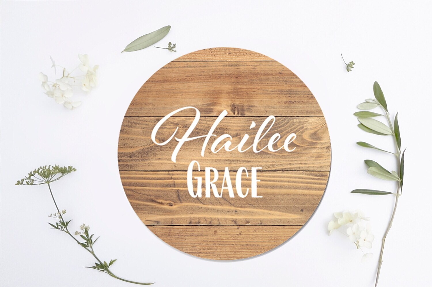 Customized Round Sign, Name Sign, Circle Sign For Baby Room, Light Wood Sign, Personalized Natural Wood Sign, Baby Sign, Baby Nursery Decor