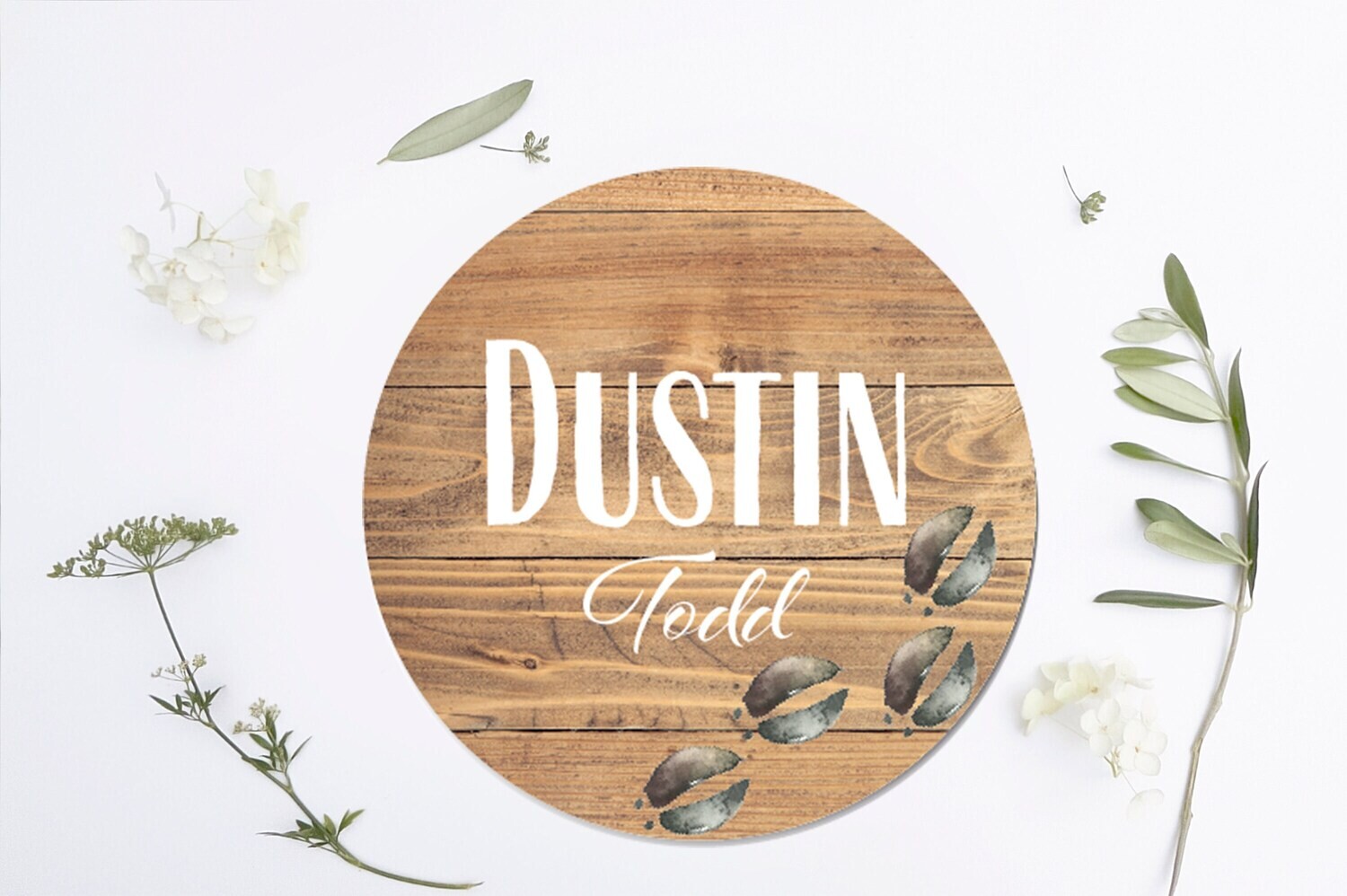 Customized Round Sign,Woodland Name Sign, Circle Deer Track Sign, Animal Tracks, Personalized Woodland Sign, Baby Sign, Boy Nursery Decor