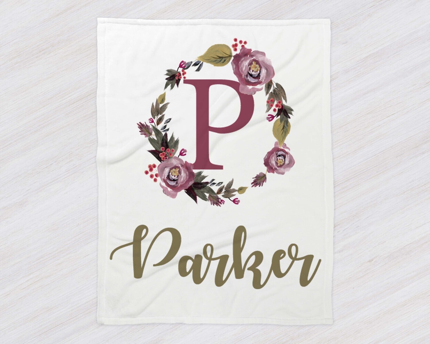 Personalized Girl Fall Floral Wreath Blanket, Name Baby Blanket, Girl Baby Gift, Floral, Swaddle, Blanket Girl, Autumn, Fall, Name Blanket