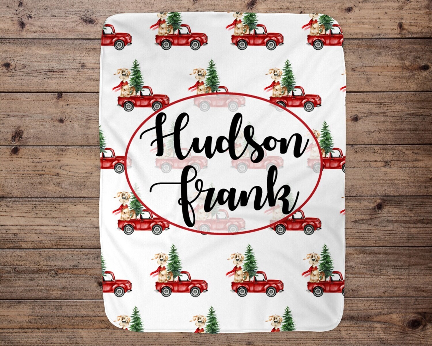 Personalized Baby Blanket, Baby Blanket, Name Blanket, Baby Gift, Christmas, Swaddle Blanket, Blanket , Dog Christmas, Red Truck, Holidays