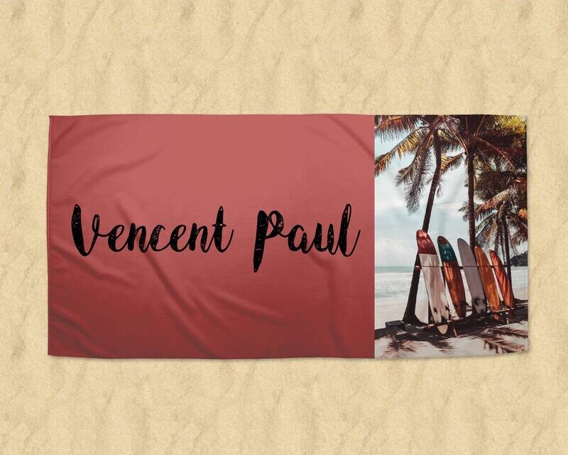 Personalized Surf Beach Print Name Beach Towel, Boy Beach Towel Gift Idea, Boy Summer, Summer Gift, Teen Beach Idea, Child Name Beach Towel