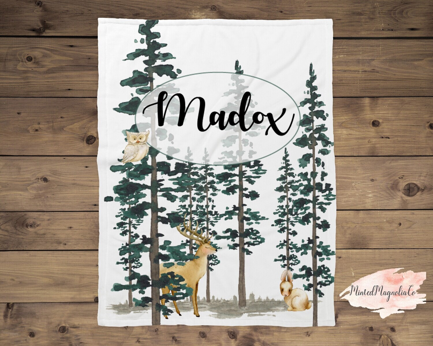 Custom Baby Blanket, Baby Blanket, Name Baby Blanket, Forest Baby Gift, Minky Baby, Tree, Blanket, Woodland, Baby Boy, Boy, Wild, Deer