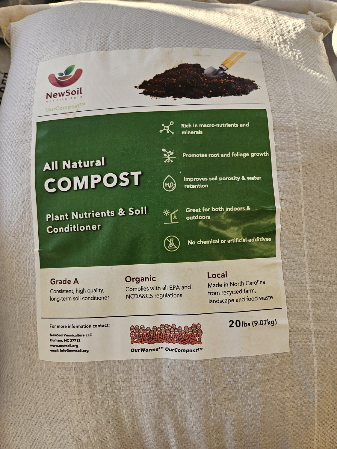 New Soil Vermiculture: Natural Compost 20 lbs