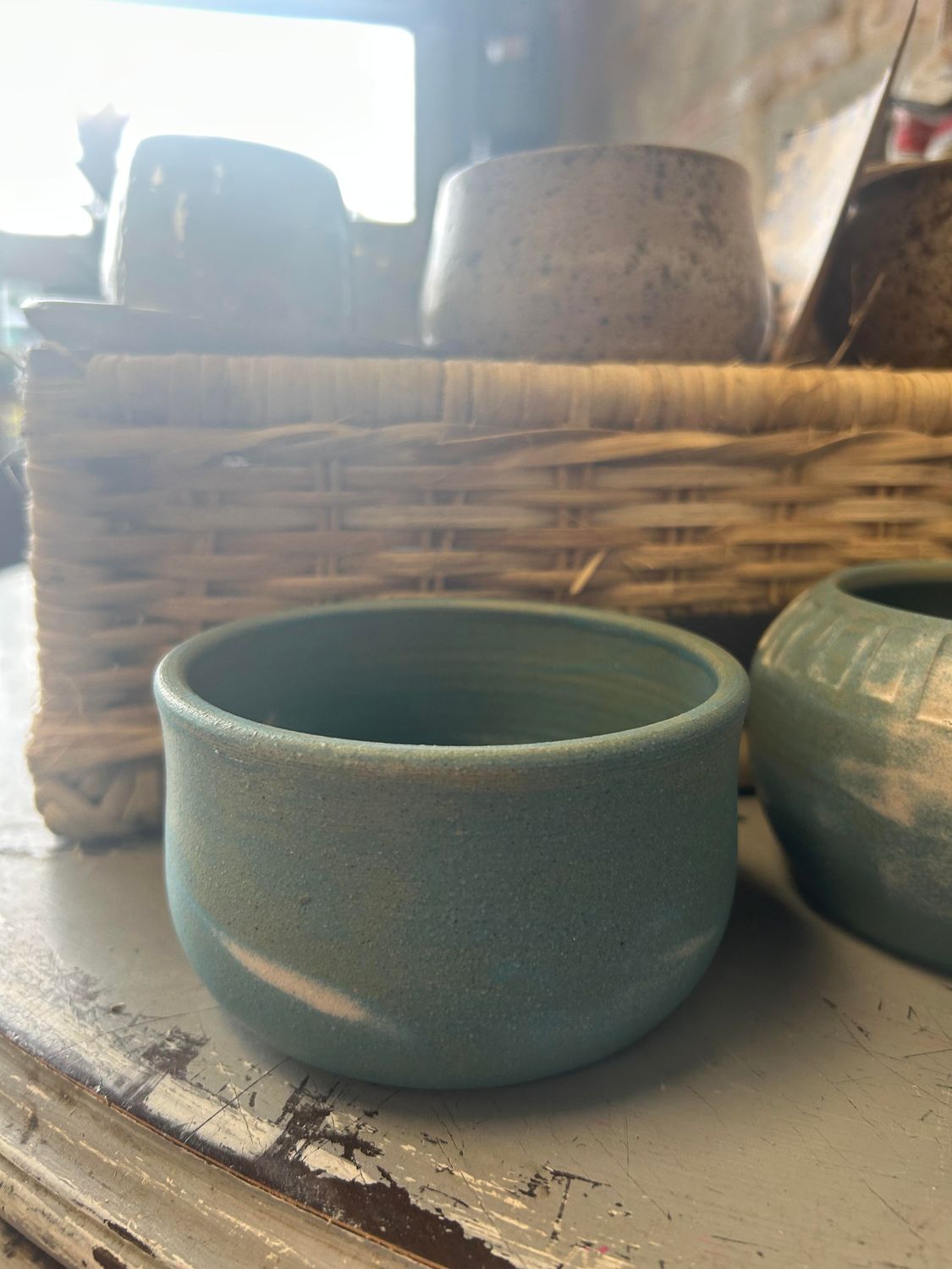 Sam&#39;s Pottery: 018 Sky blue Pot No Ridges 5 inch