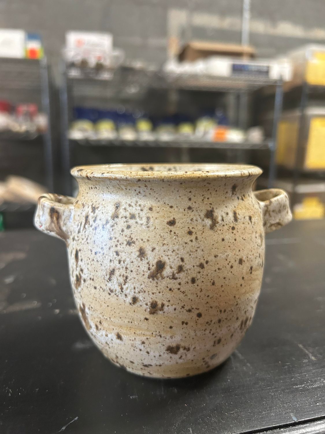 Sam's Pottery: 013 Tan and Brown Speckled mini jug with handles