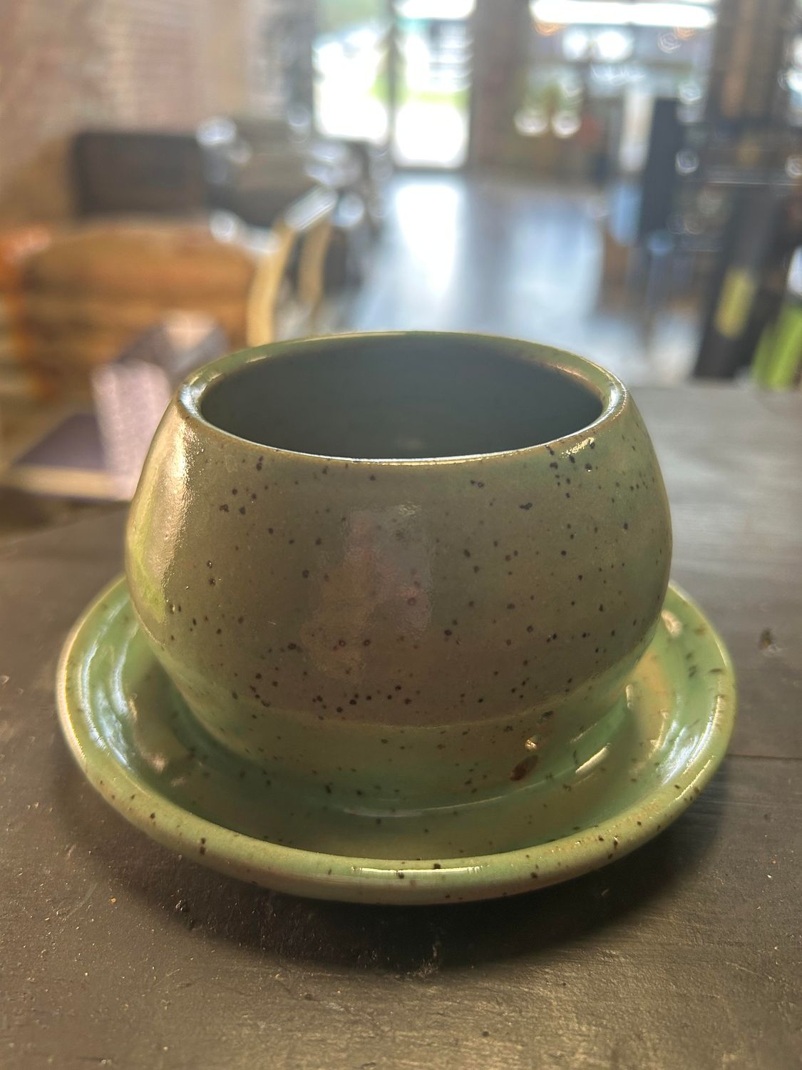 Sam's Pottery: 022 Green Tea Cup saucer 4 inch pot