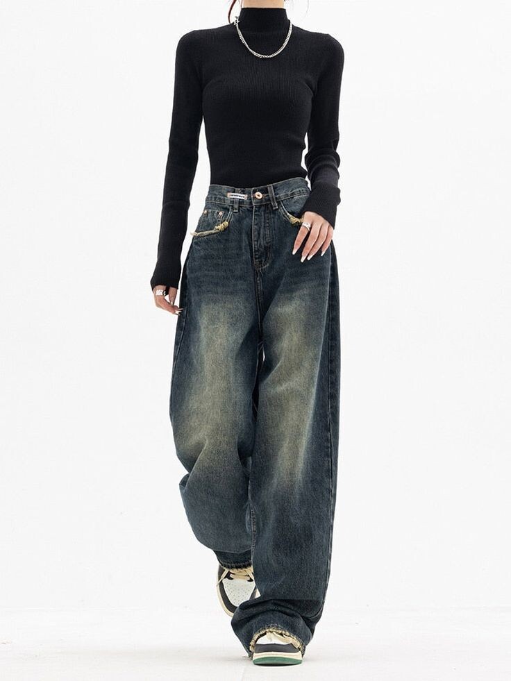 Fitted Black shirt with Baggy Jeans