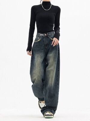 Fitted Black shirt with Baggy Jeans