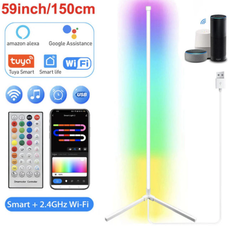 LED Corner Floor Lamp - White