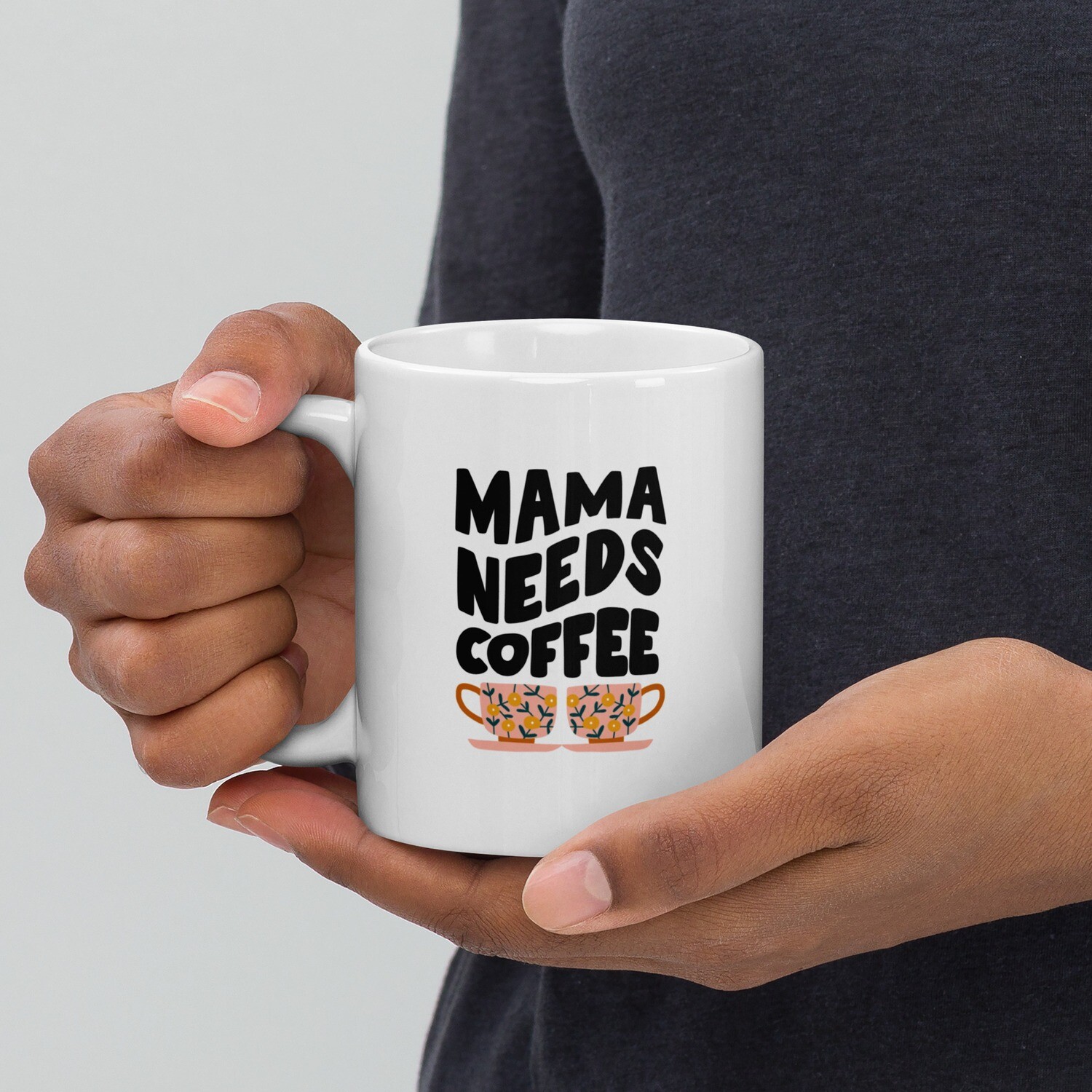 Mama Loves Coffee White Glossy Mug