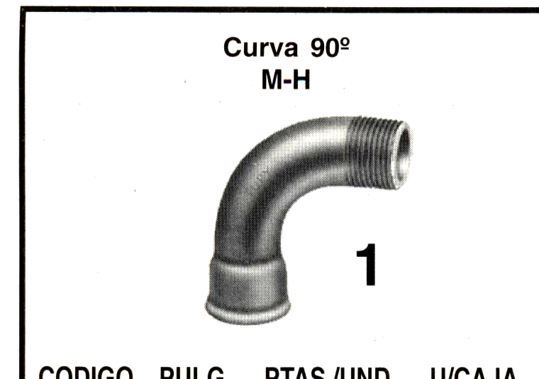 CURVA 90º M/H GALVANIZADO FIGURA 1