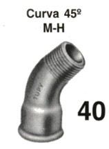 CURVA 45º MACHO/HEMBRA, Medida: 1/2"