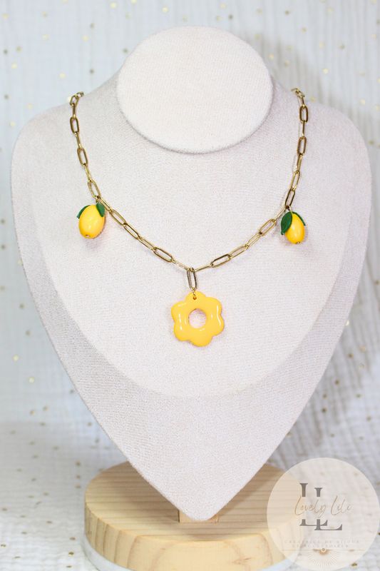 Collier Pampille Lili Jaune Citron