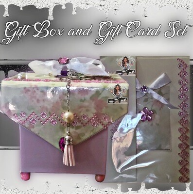 Handmade Lavender and Pale Green Gift Box And Gift Card Set