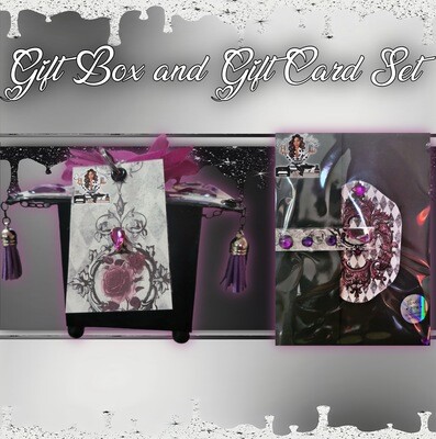 Handmade Black, Purple and White Gift Card With Matching Gift Card