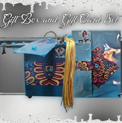 Handmade Sky Blue Gift Box with Gold Tassel Attached and Matching Gift Card