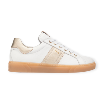 Sneakers cuir blanc doré