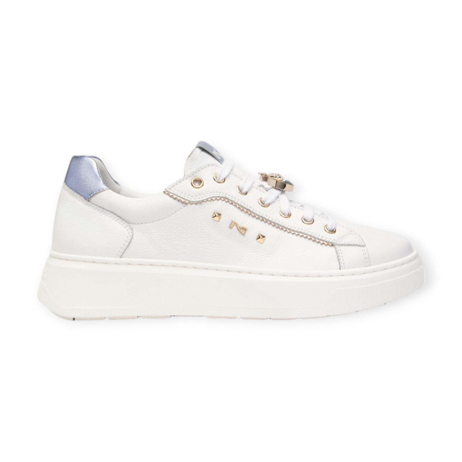Sneakers cuir blanc/bijoux
