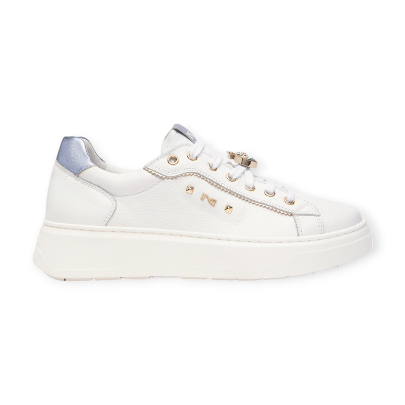 Sneakers cuir blanc/bijoux