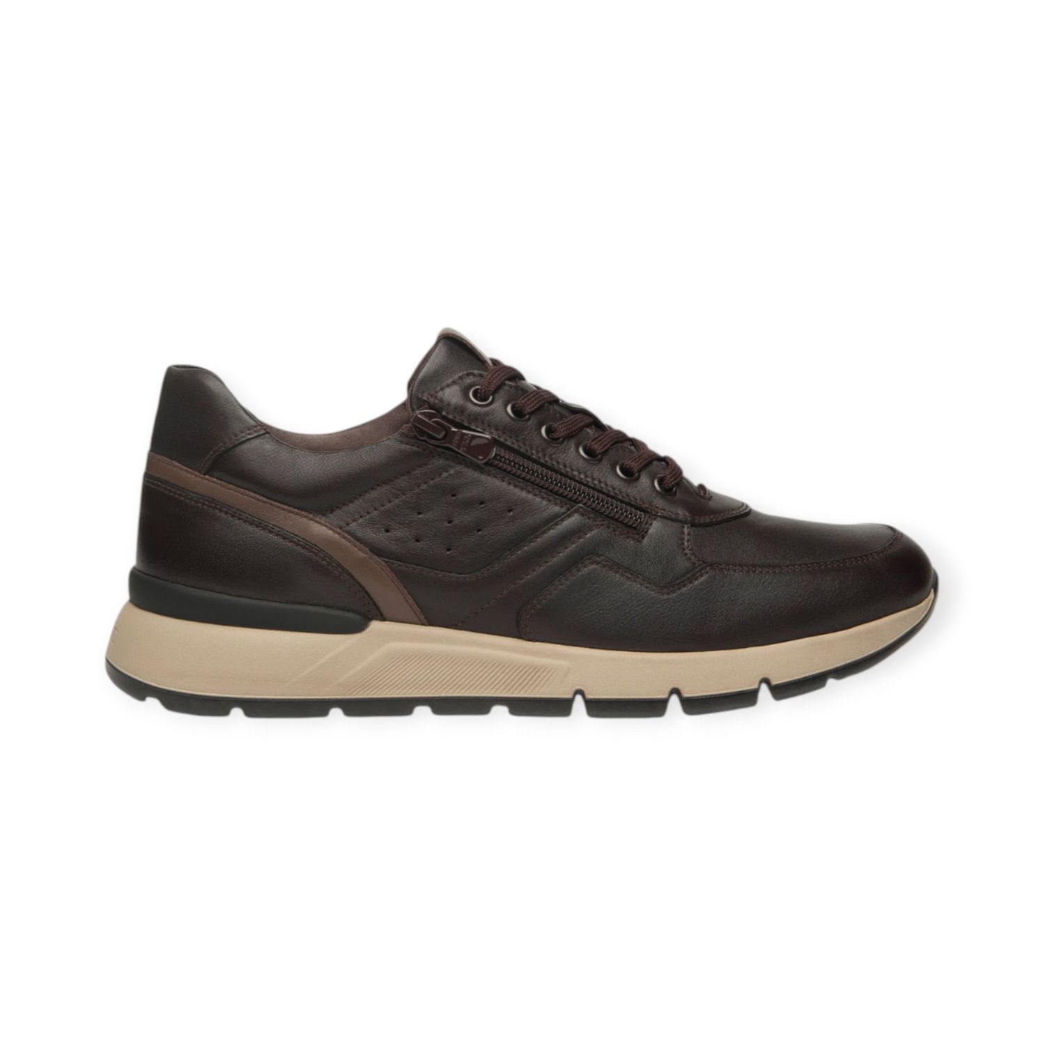 Sneakers cuir marron avec zip