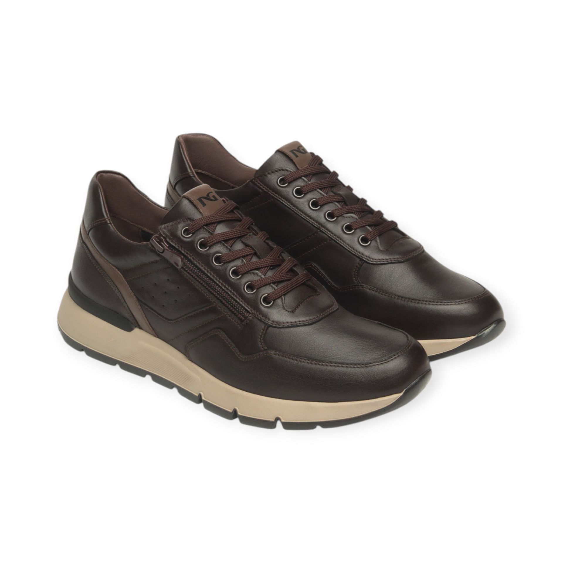 NeroGiardini Sneakers cuir marron avec zip