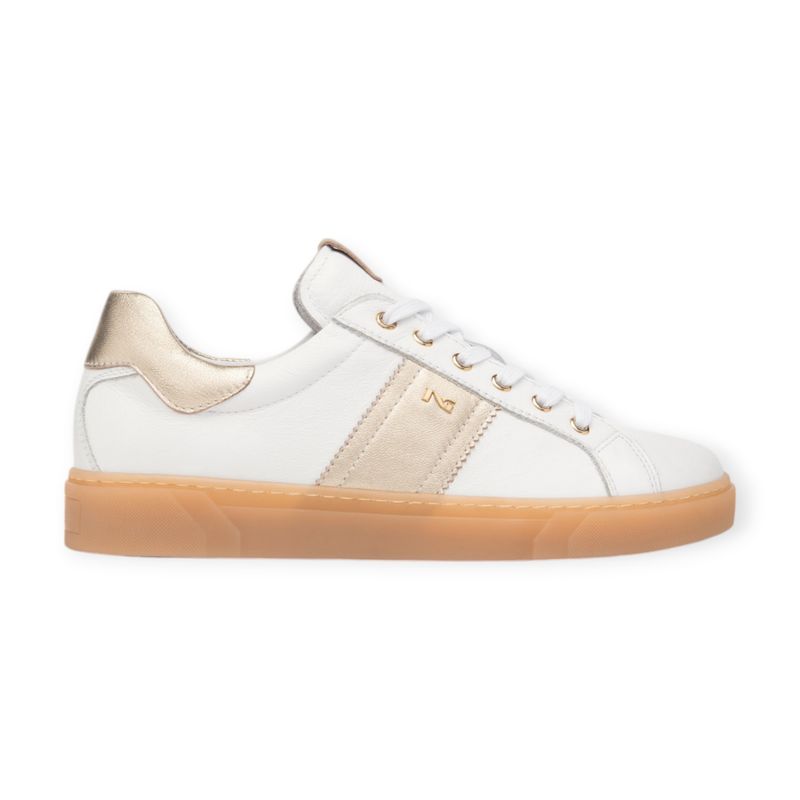 NeroGiardini Sneakers cuir blanc doré