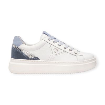 NeroGiardini Sneakers cuir blanc/bleu
