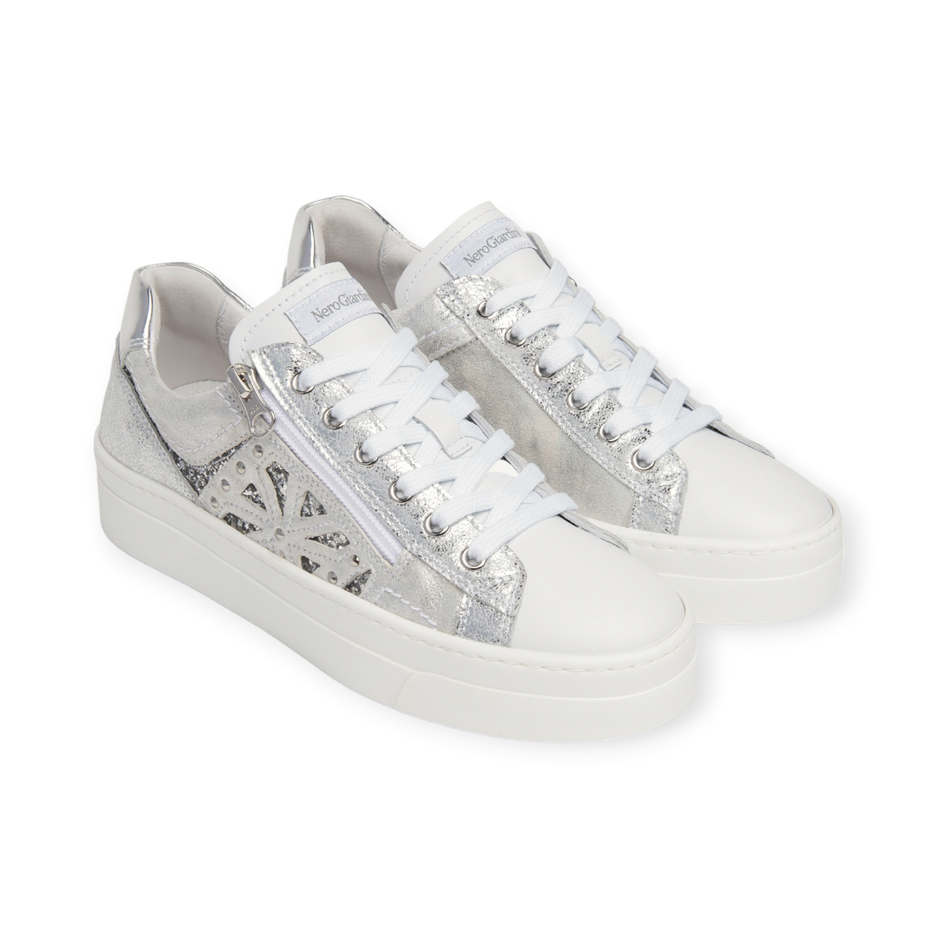 NeroGiardini Sneakers silver zip