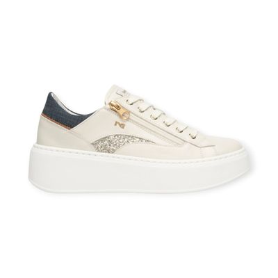 NeroGiardini Sneakers cuir beige/jeans foncé