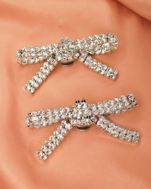 Bijoux Clips Froufrouz noeuds strass argenté - strass doré
