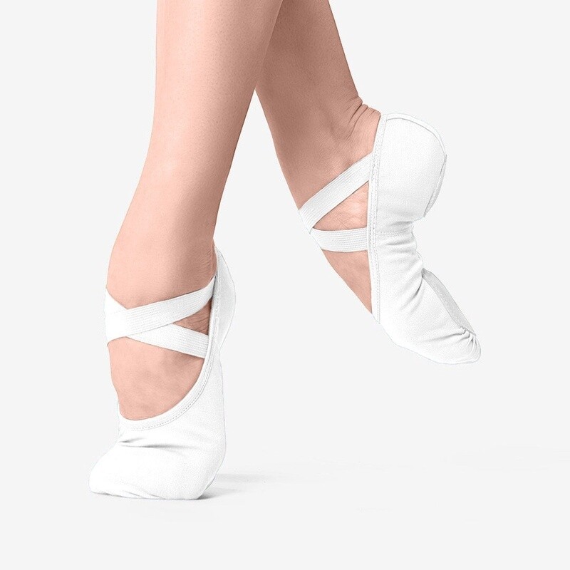Stretch Canvas Split Sole Ballet Shoe - White