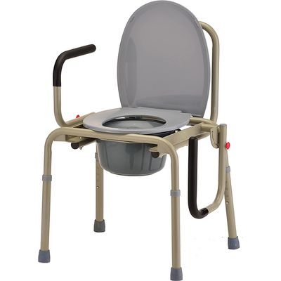 DROP ARM COMMODE GRAY