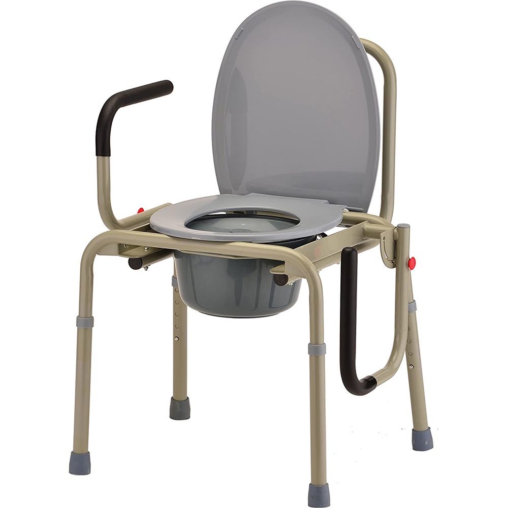 DROP ARM COMMODE GRAY, Case Qty: 1/cs, Units: EACH, WT Cap: 300 lb.