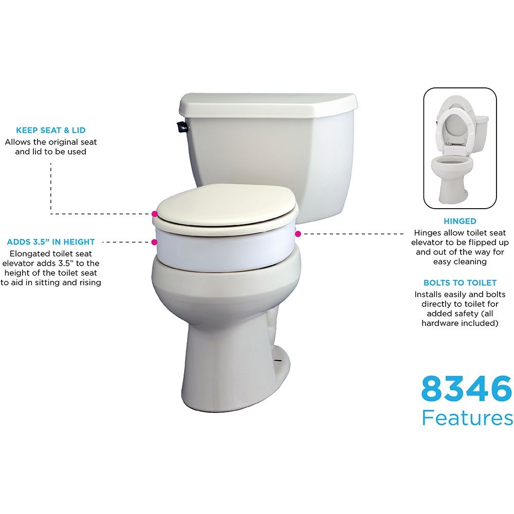 TOILET RISER HINGE ELG- RETAIL, Case Qty: 2/cs, Units: EACH, WT Cap: 300 lb.