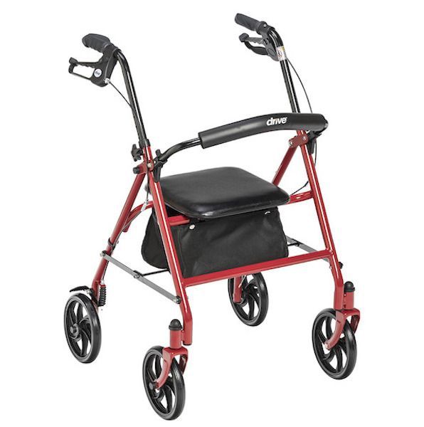 Drive Steel Rollator Walker, color: red