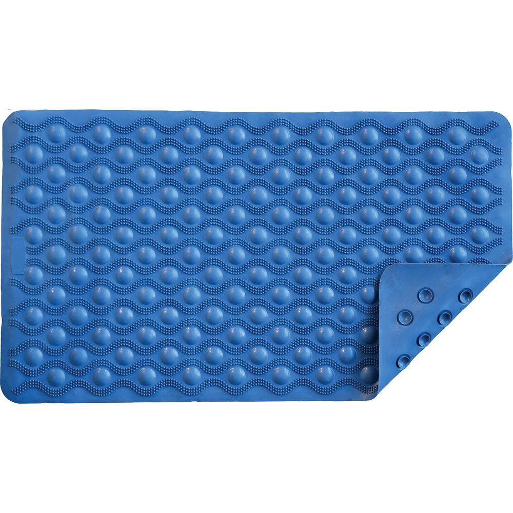 RUBBER BATH MAT BLUE CIRCLES 9351-R, Case Qty: 1/cs, Units: EACH, WT Cap: 0 lb.