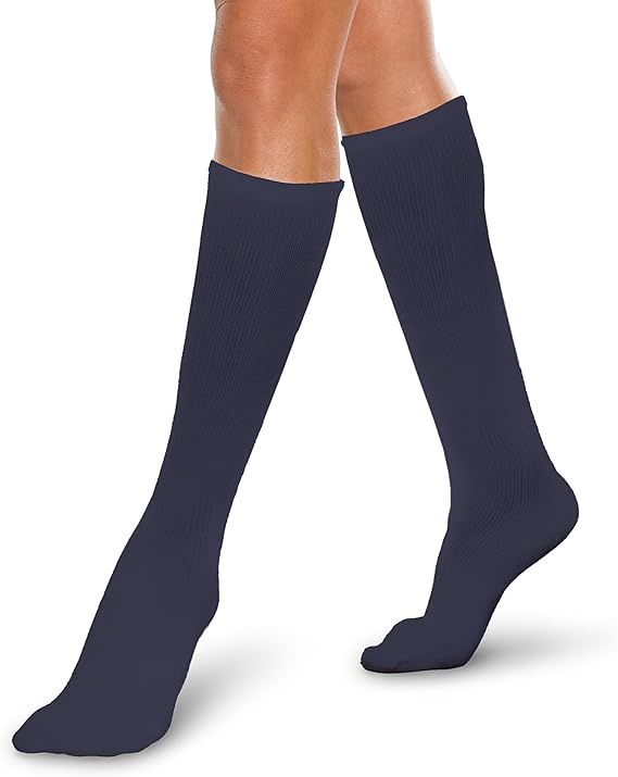Core-Spun 15-20mmHg KH Silver Gradient Compression Support Socks / Pair, Size: SM, color: NAVY