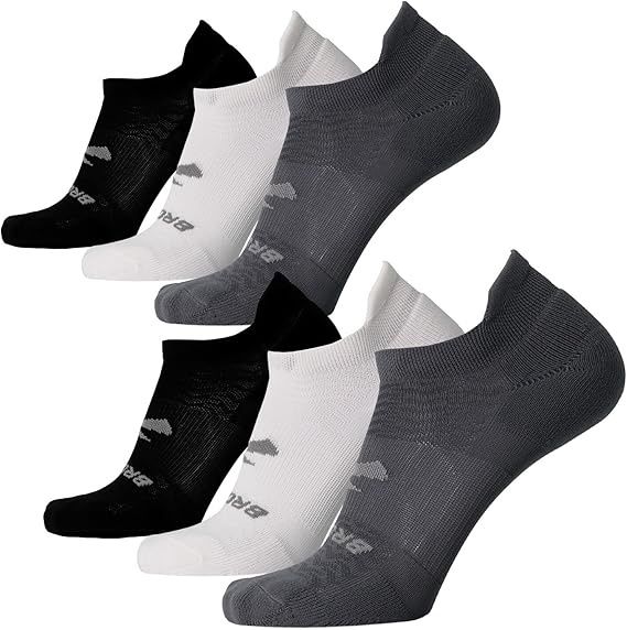 Run-In No Show 6-Pack, Size: S, color: Asphalt/White/Black